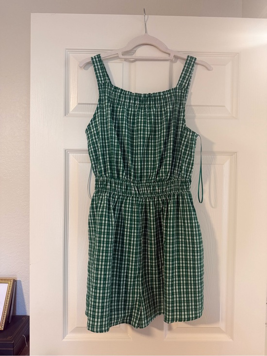 vestique Pants - vestique Green Gingham Smocked Romper